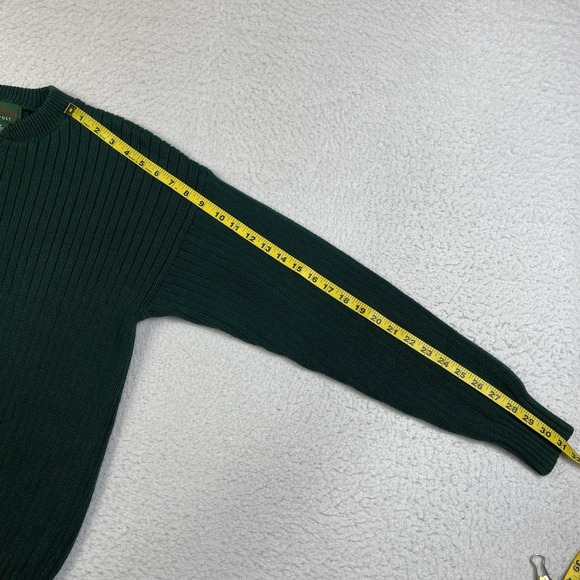 American Outpost Sweater Mens‎ Medium Green Ribbed Quarter Zip Vintage Hong Kong - Picture 7 of 10
